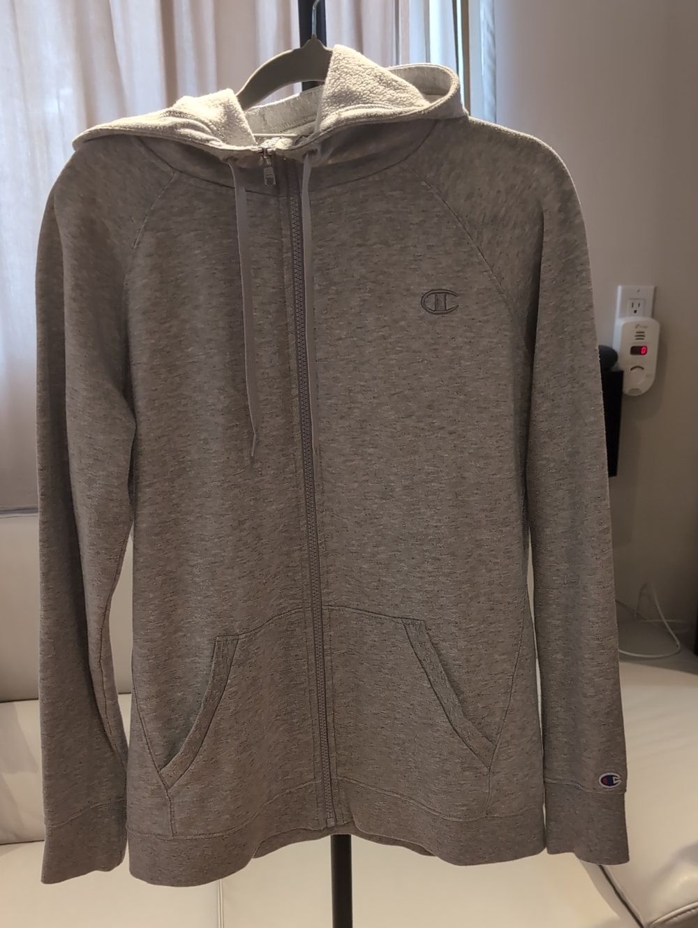 Grey zip-up hoodie